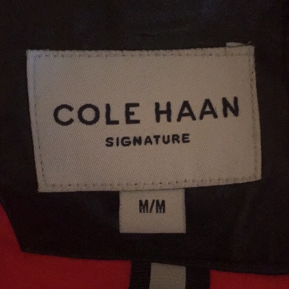 Cole Haan Faux Leather Coat (orange trim) - Picture 3 of 6